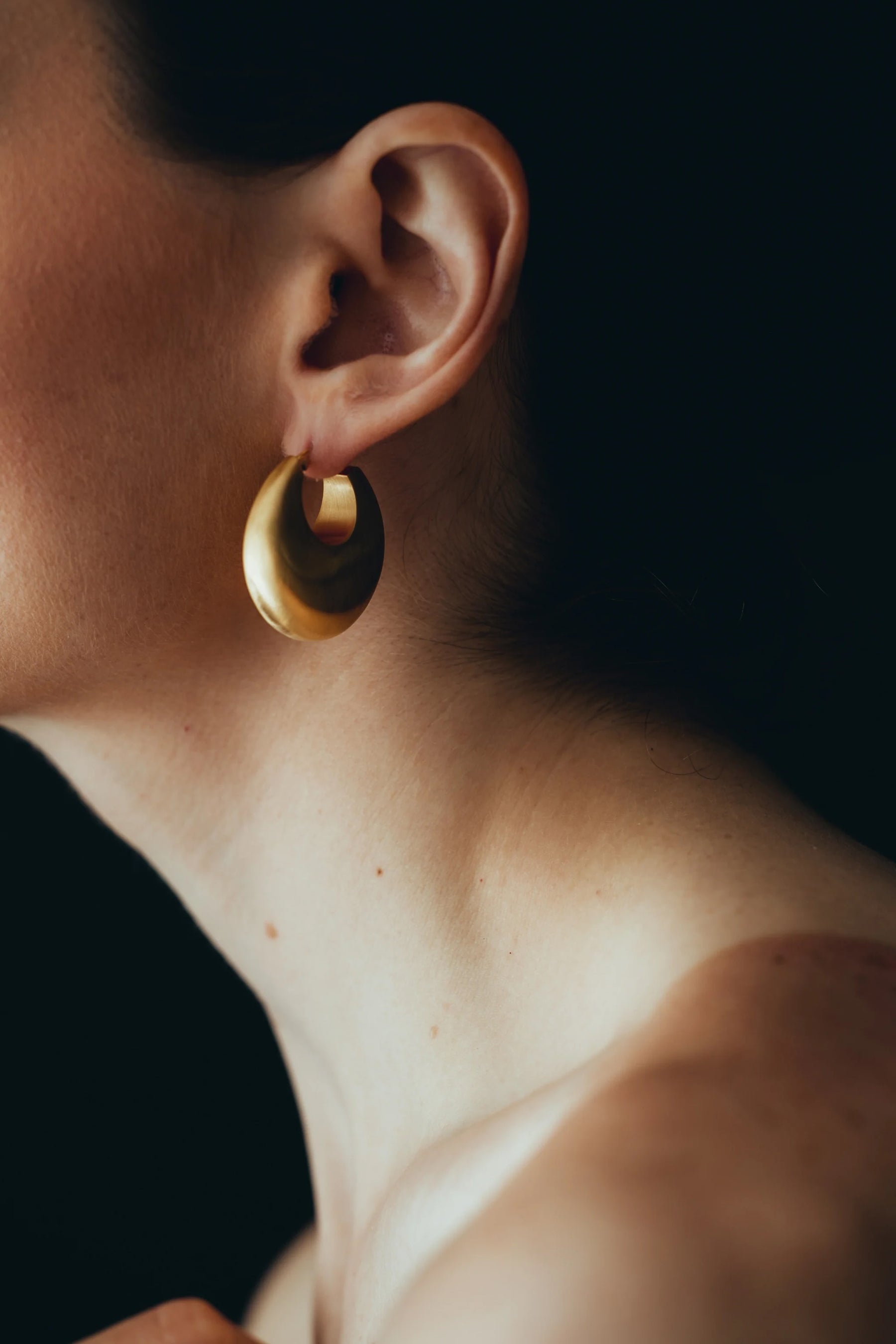 Adorn | Large Moon Drop Earring - Satin Polish