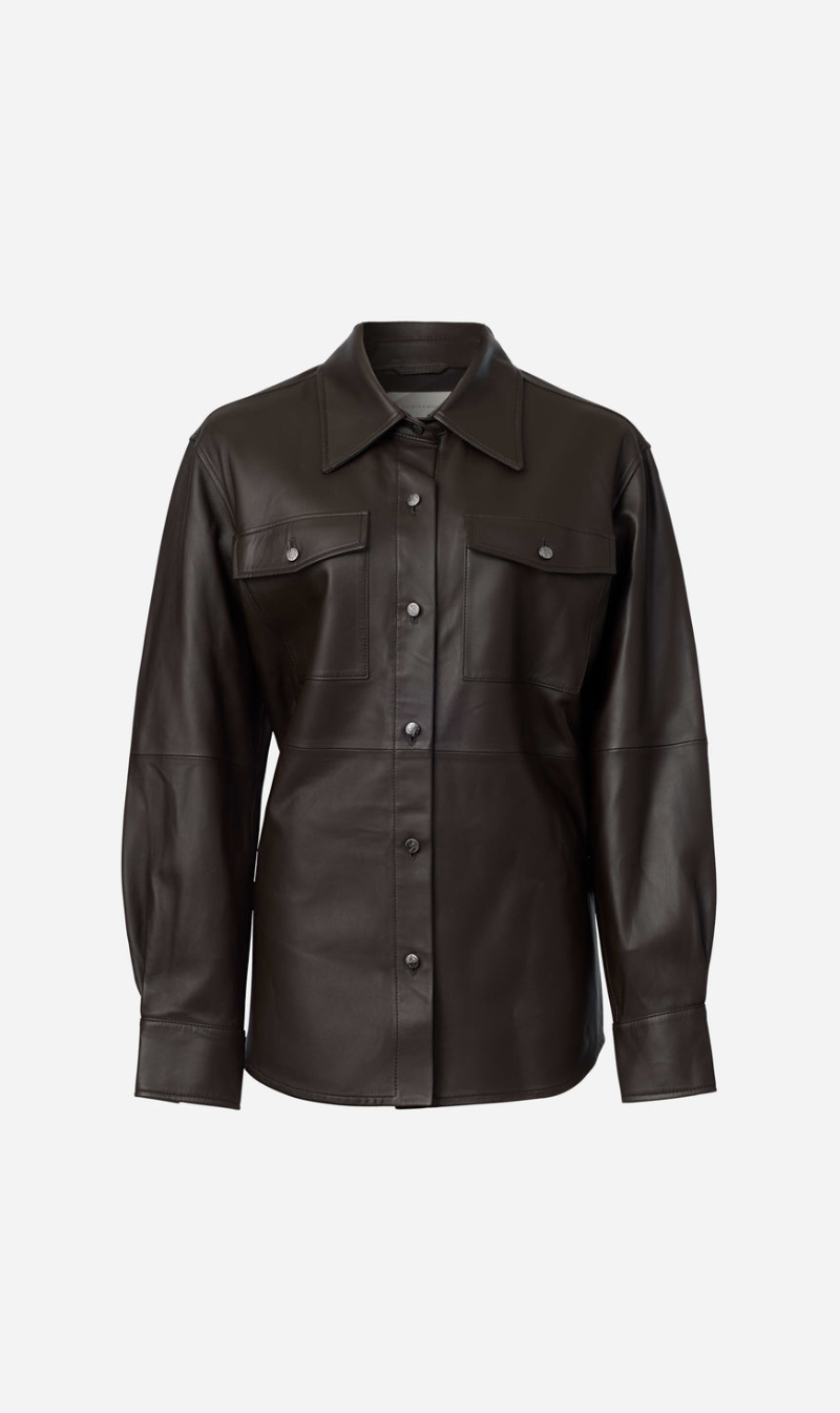 Viktoria & Woods | Kingpin Leather Shirt - Chocolate