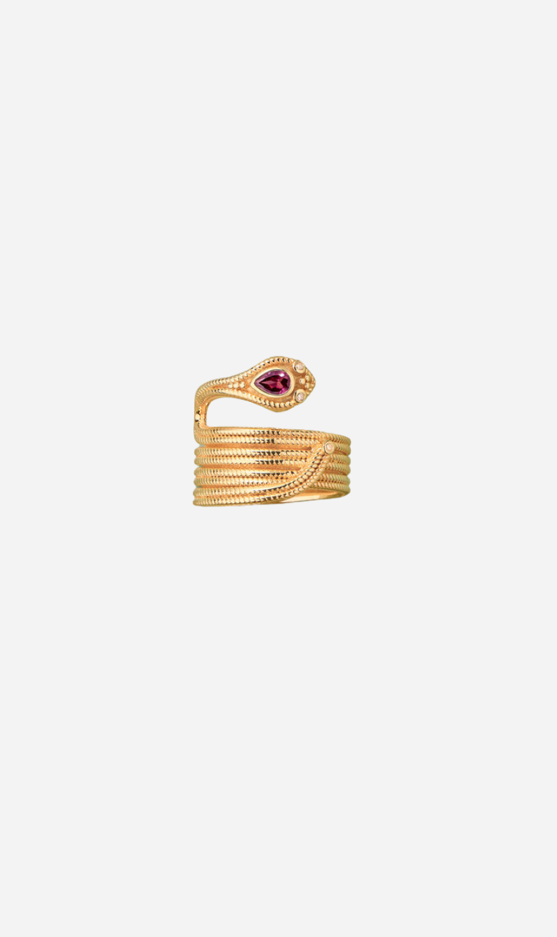 Tityaravy | Phytia Snake Ring - Diamant/Rhodolite