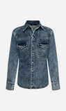 Bassike | Denim Darted Western Shirt - Indigo Motley