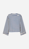 Bassike | Stripe Boatneck Long Sleeve T.Shirt - Nat/Cobalt