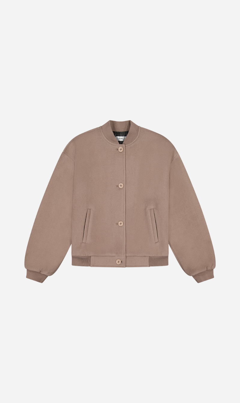 REBE | Woollen Bomber Jacket - Truffle