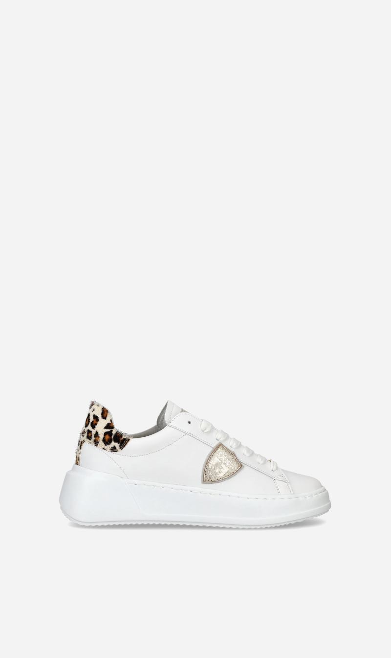 Philippe Model | Tres Temple Low Womens - Veau Animalier Blanc Beige