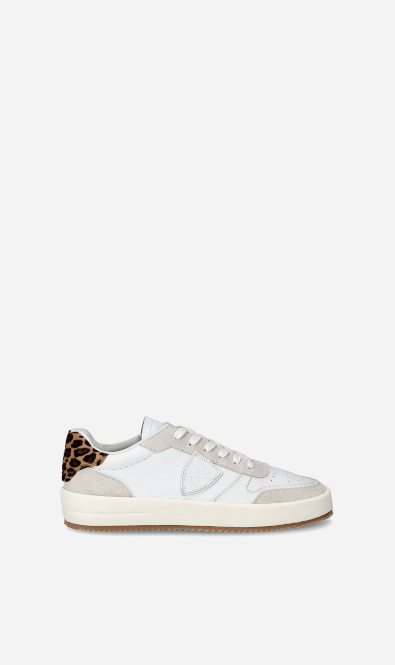 Philippe Model | Nice Low Womens - Veau Animalier Blanc Leo