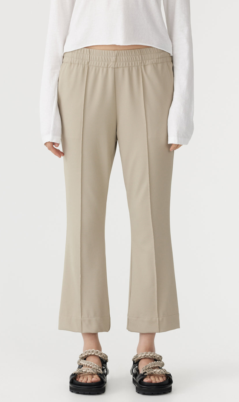 Bassike | Twill Flared Pant - Light Tan