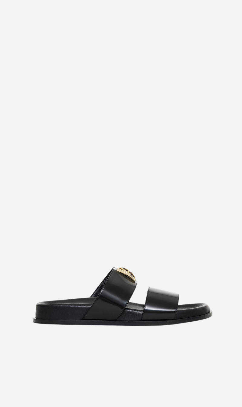 Anine Bing | Parker Slides Monogram - High Shine Black