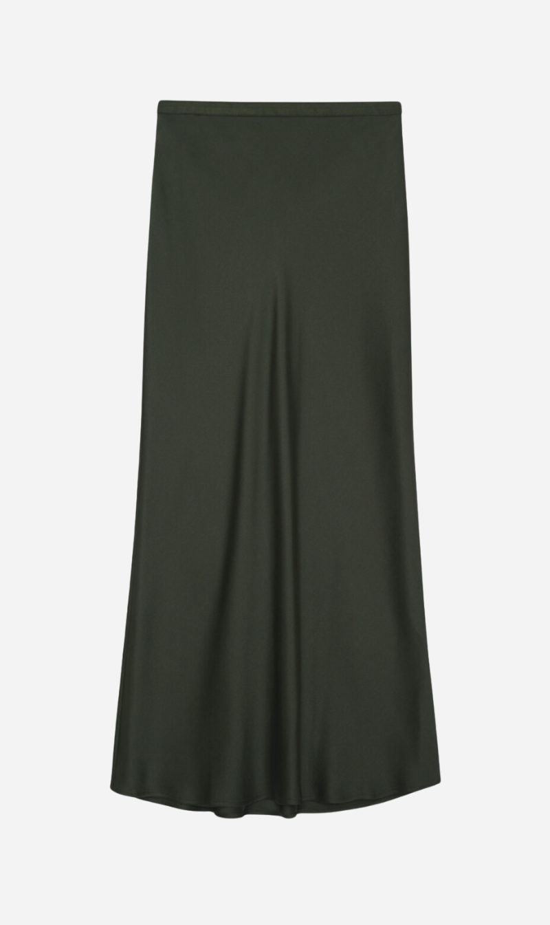 Anine Bing | Bar Silk Skirt - Dark Olive