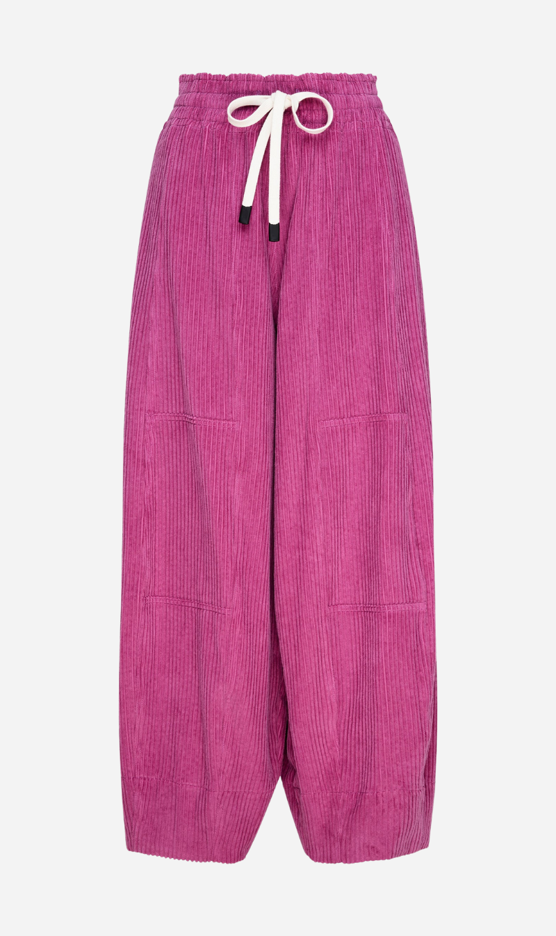 Bassike | Long Rise Cord Pant - Magenta