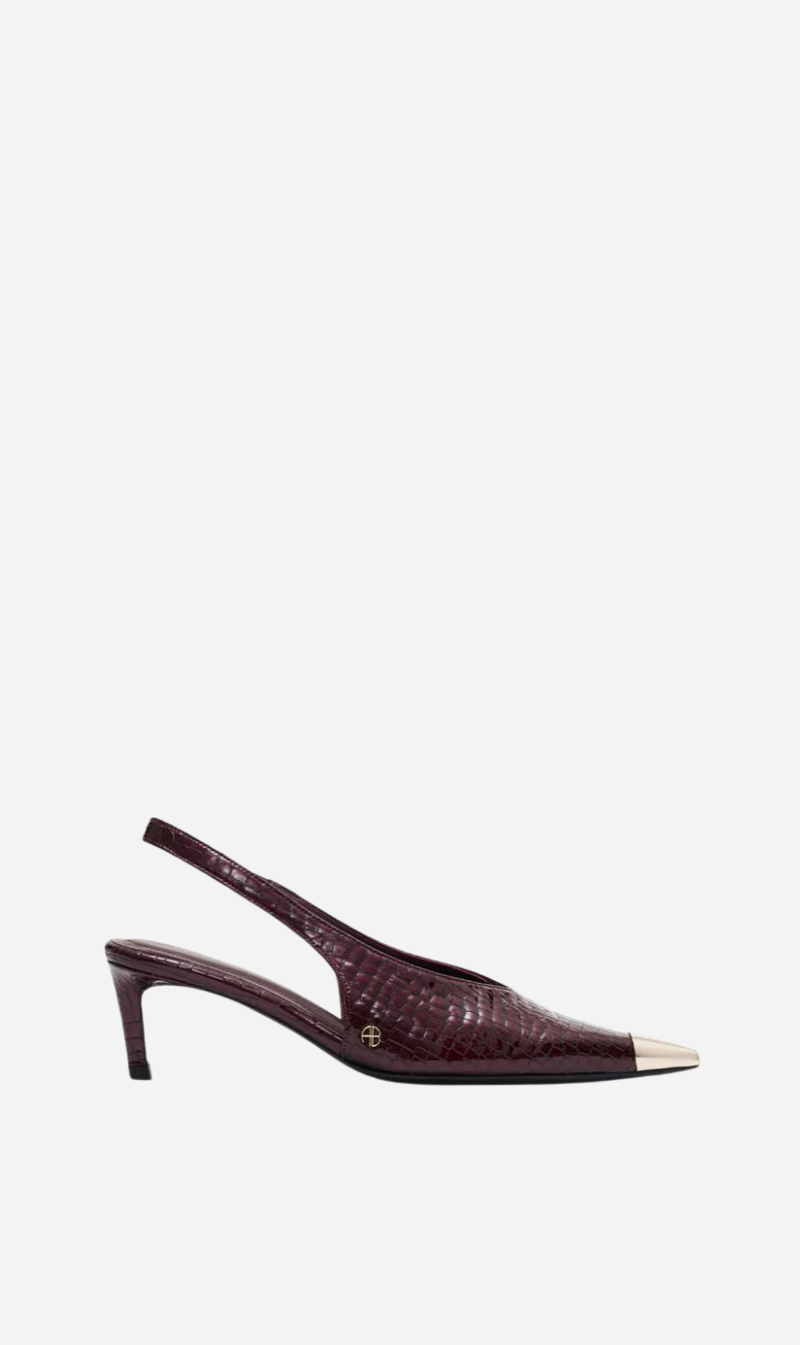 Anine Bing | Nina Heels With Metal Toe Cap - Burgundy