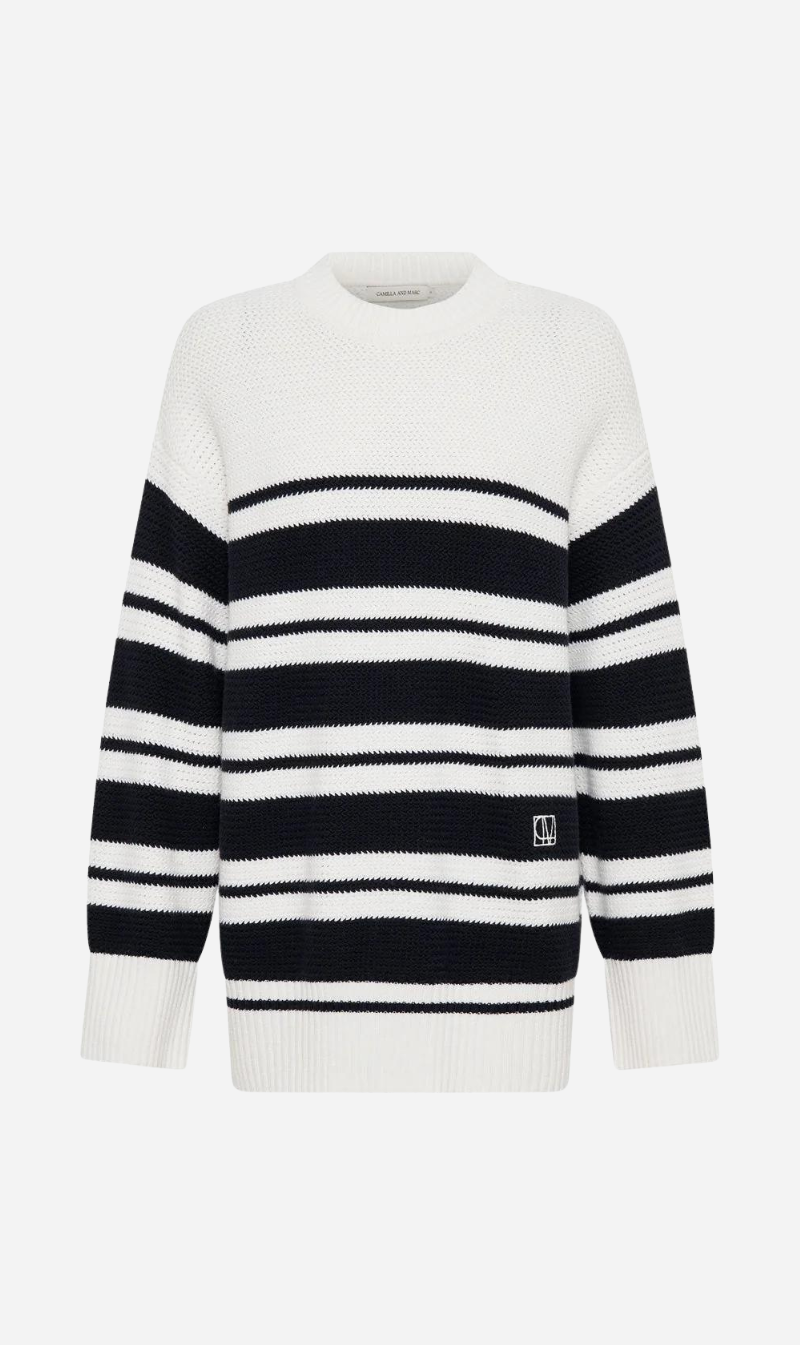 Camilla and Marc | Atticus Sweater - White & Navy Stripe