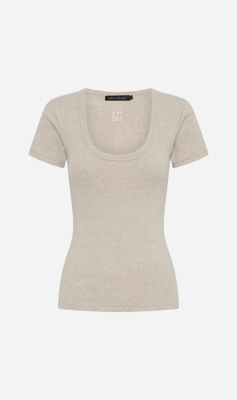 Camilla and Marc | Nora Scoop Fitted Tee - Taupe Marle