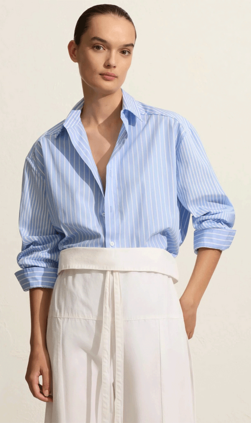 Matteau | Contrast Stripe Shirt - Sky Stripe