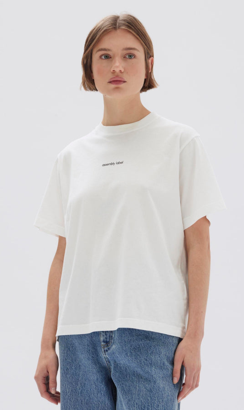 Assembly Label | Exhibited Print Short Sleeve Tee - Antique White/Black