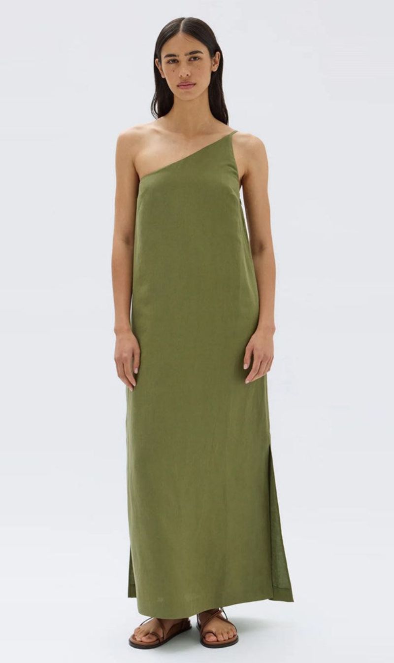 Assembly Label | Farriday Linen Silk Asymmetric Midi Dress - Pandan