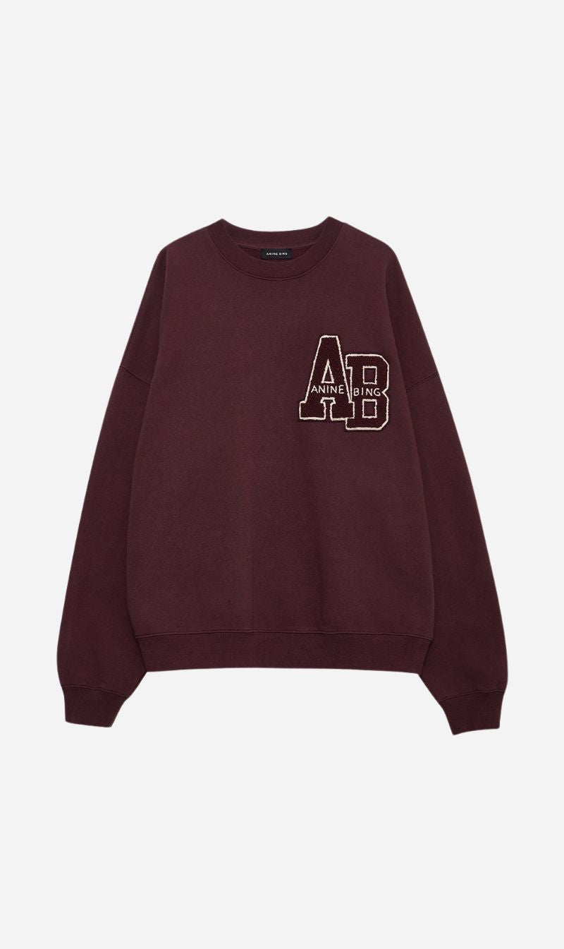 Anine Bing | Miles Oversized Sweatshirt Letterman - Dark Burgundy