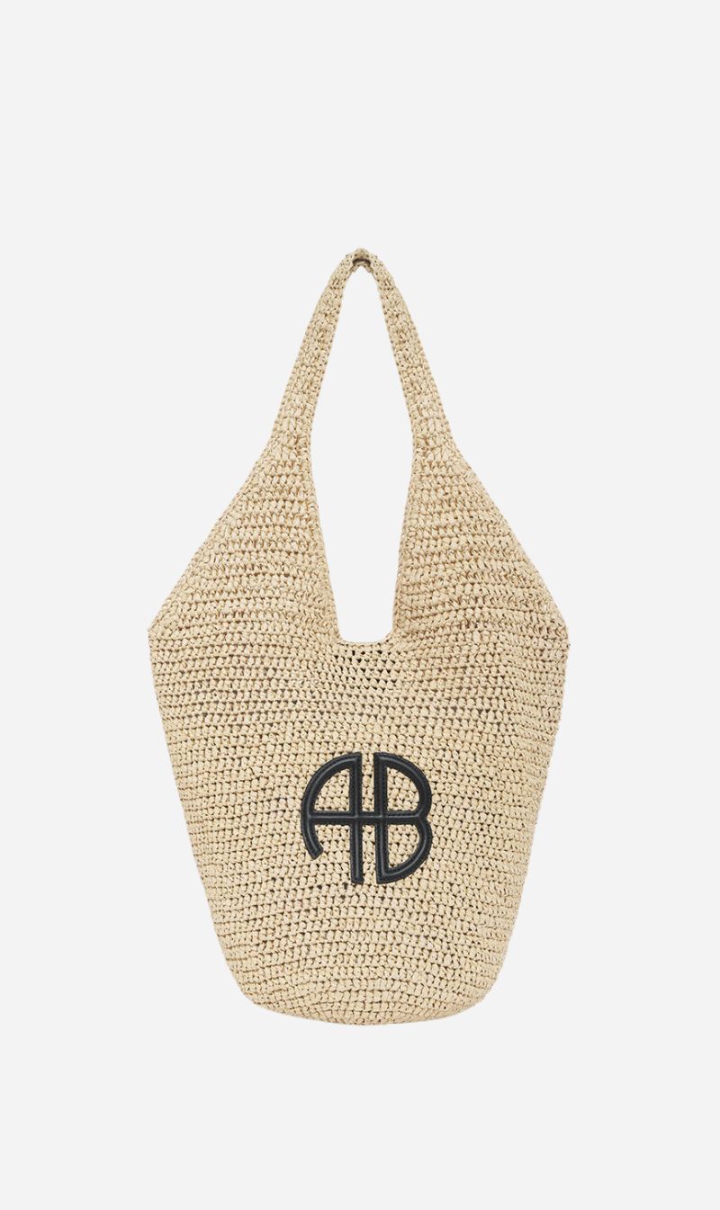 Anine Bing | Small Leah Hobo - Natural With Black