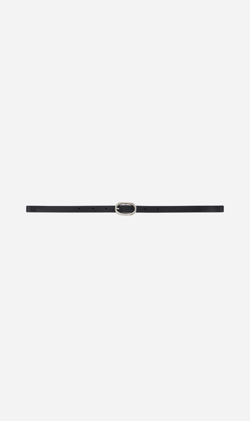 Anine Bing | Mini Signature Link Belt - Black With Silver