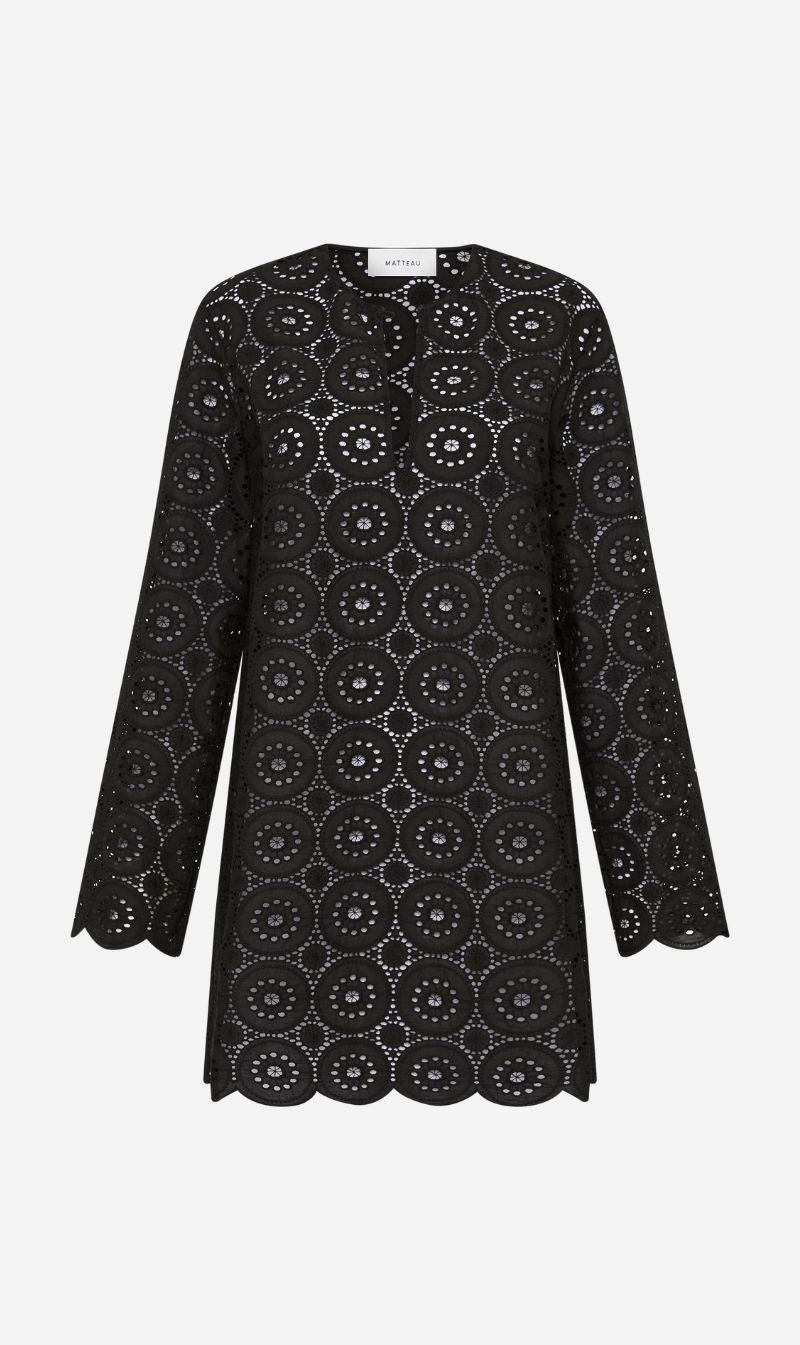 Matteau | Broderie Tunic Dress - Black