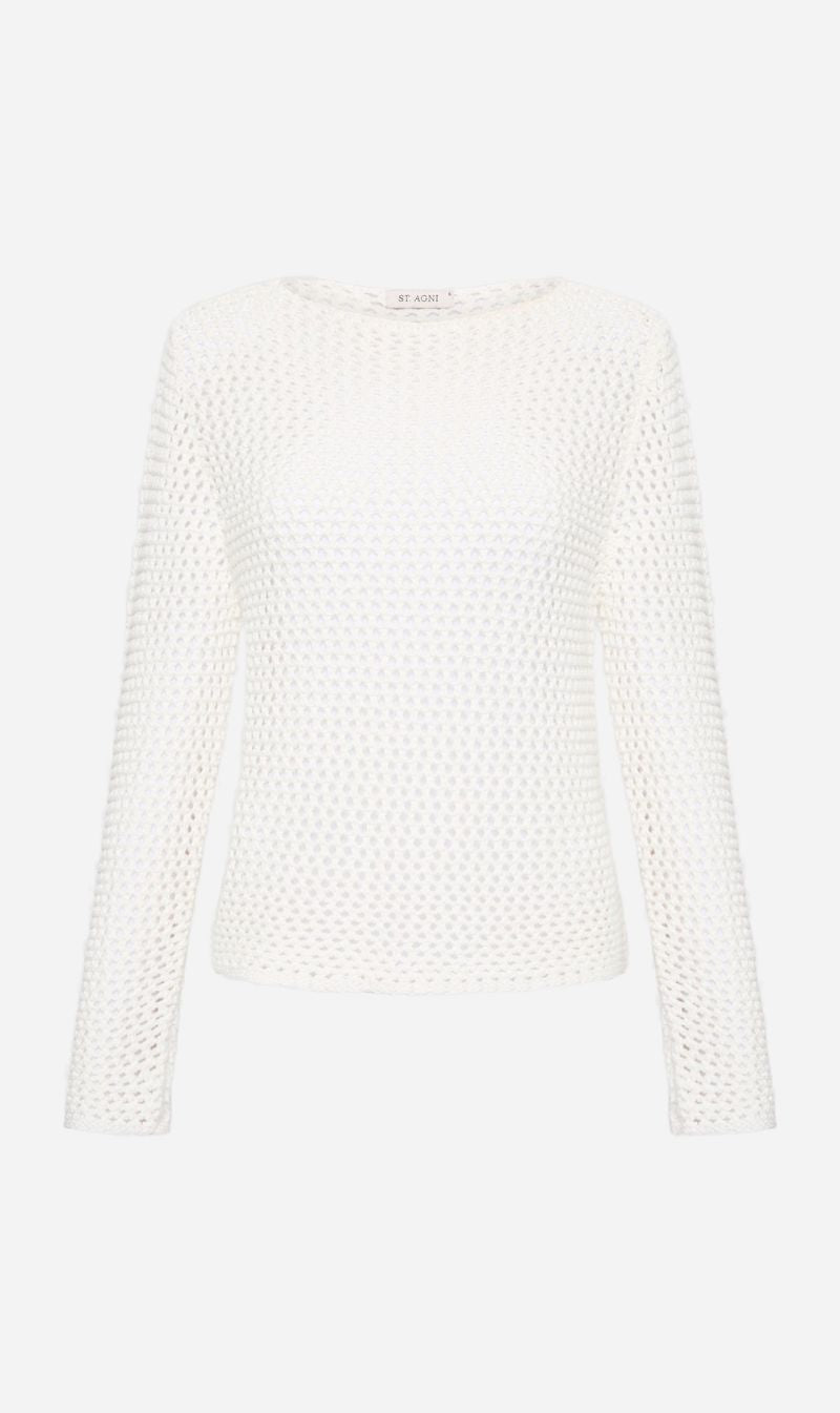 St Agni | Cotton Crochet Jumper - Off White