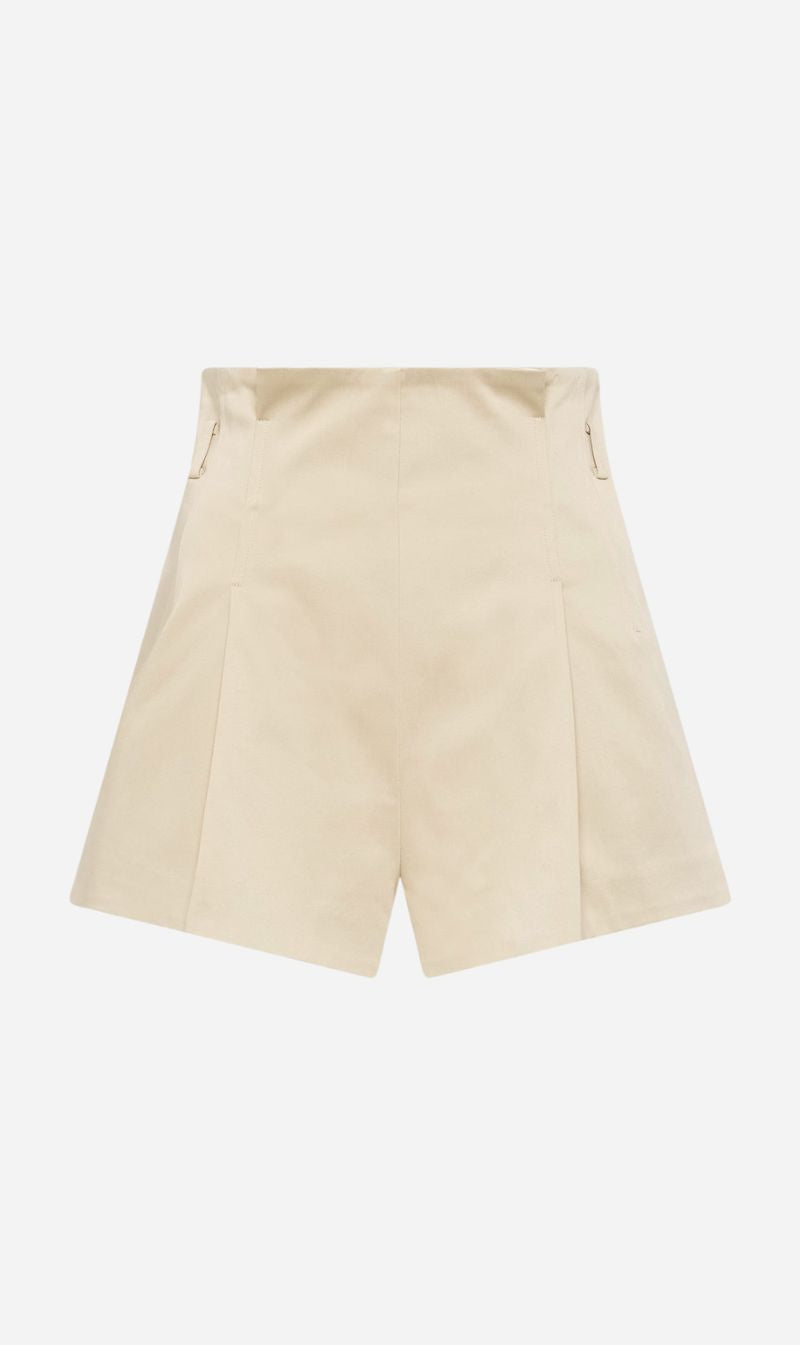 St Agni | Cotton Paperbag Waist Shorts - Champagne