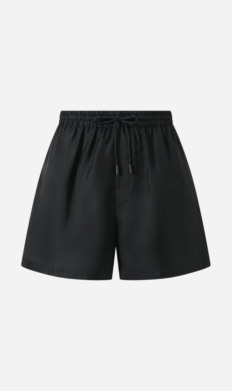 Dear Dylan | Silk Twill Drawstring Short - Noir