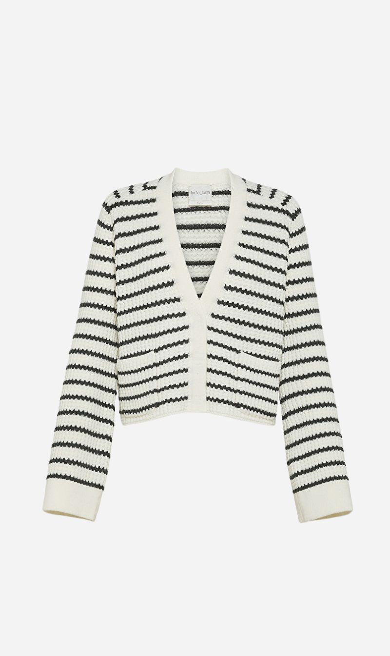 Forte Forte | Merino Striped Cardigan - Bianco