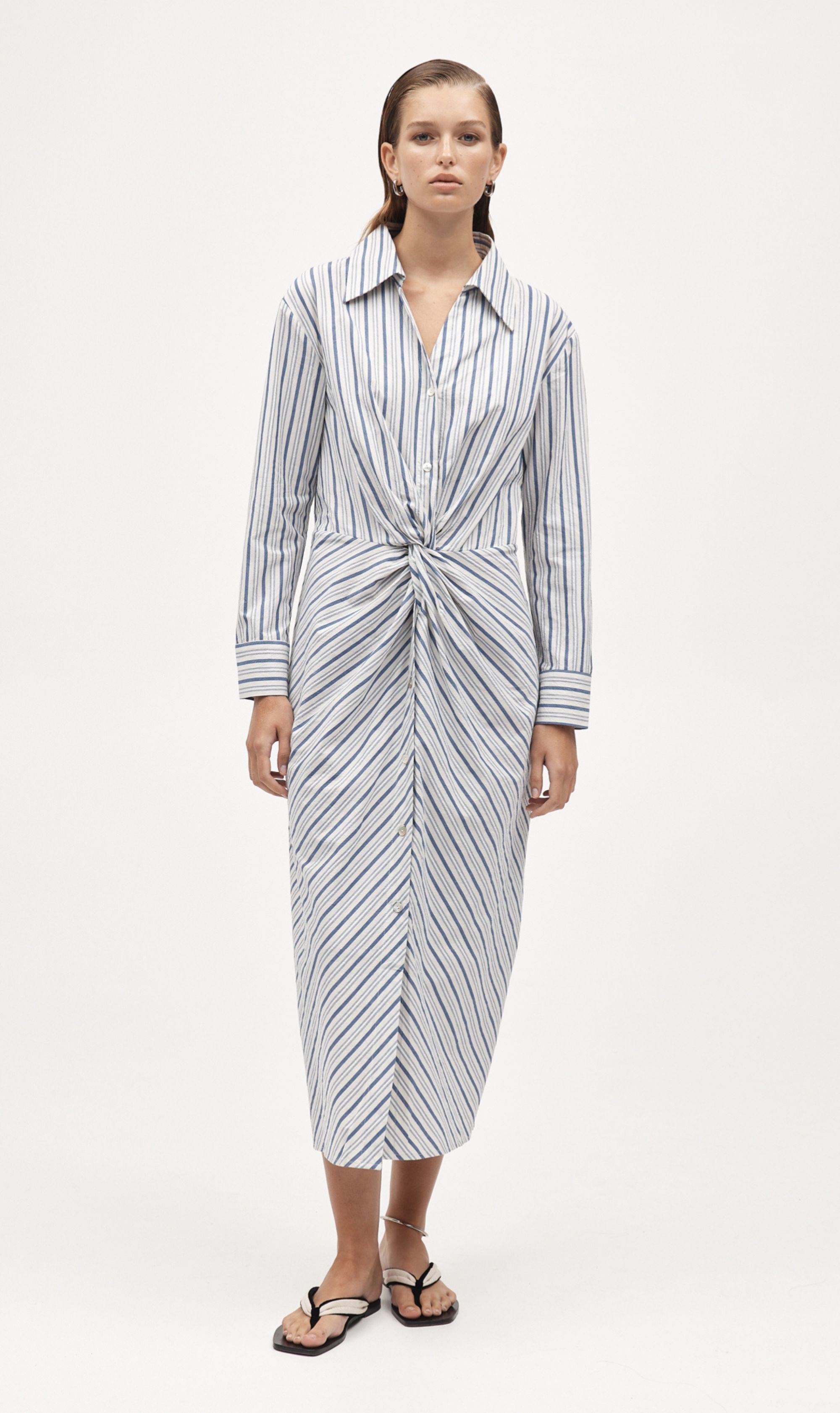 Marle | Collins Dress - Cerulean Stripe