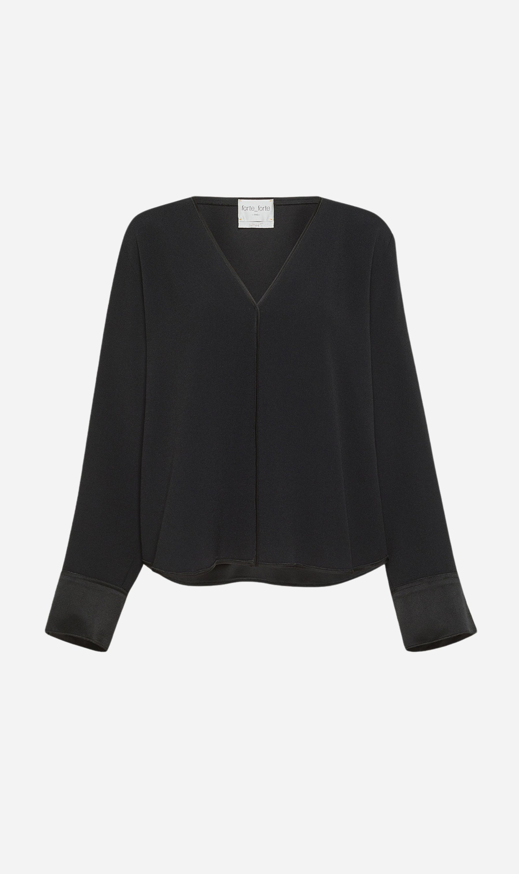 Forte Forte | Envers Satin Long Sleeve Top - Nero