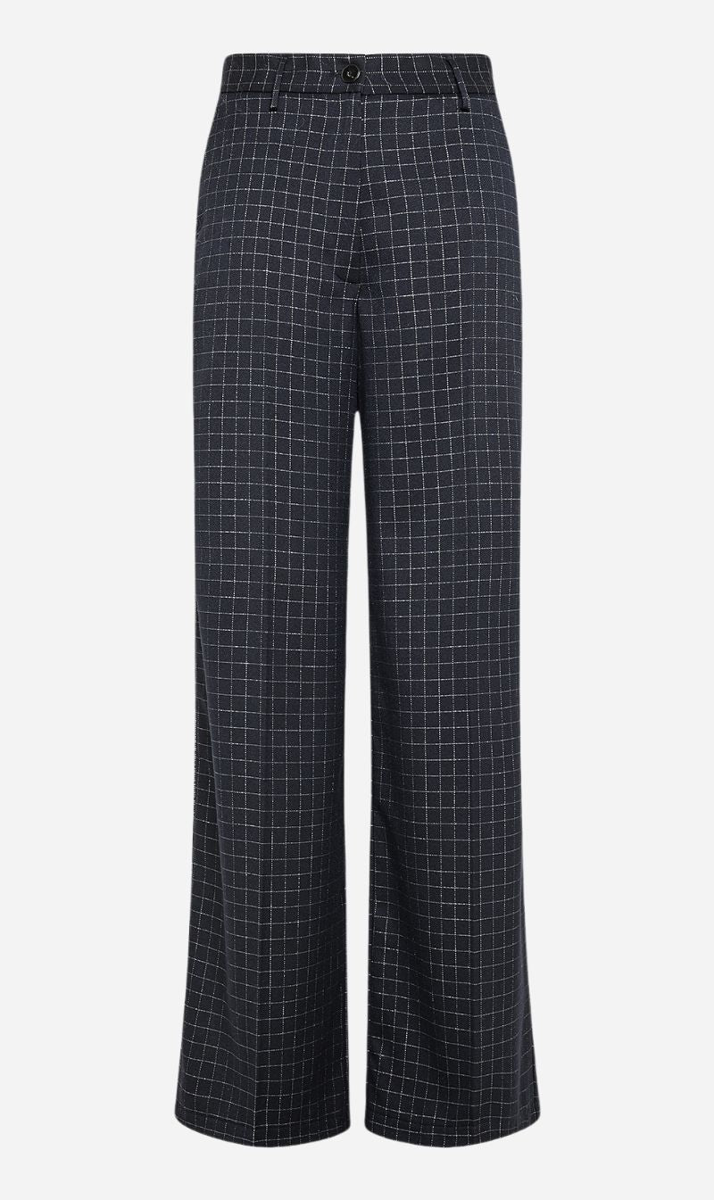 Forte Forte | Batavia Silver Check Sartorial Pants - Nero