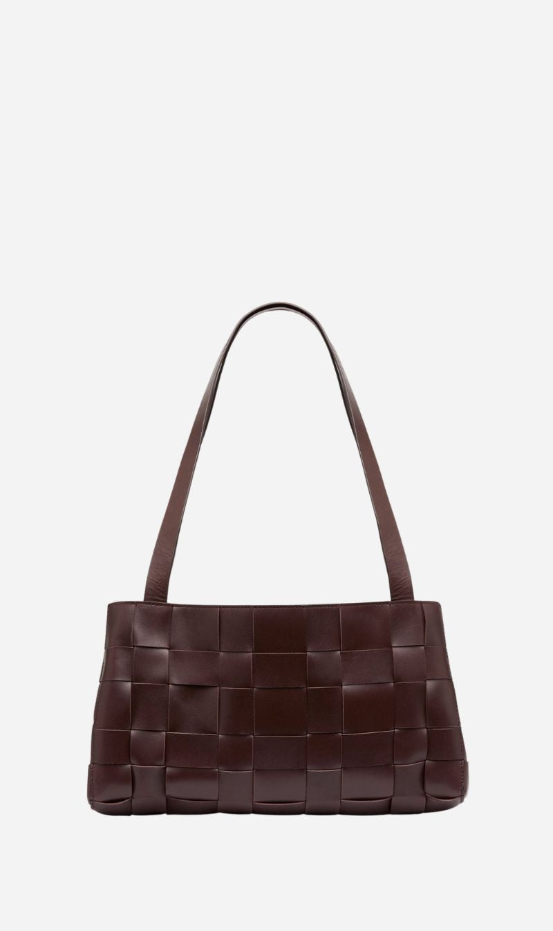 St Agni | Slim Woven Tote - Chocolate