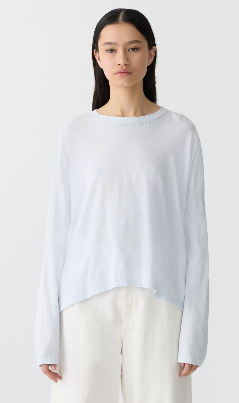 Bassike | Slouch Circle Long Sleeve T.Shirt - Salt Blue