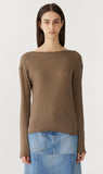 Bassike | Boatneck Superfine Long Sleeve T.Shirt - Taupe Brown