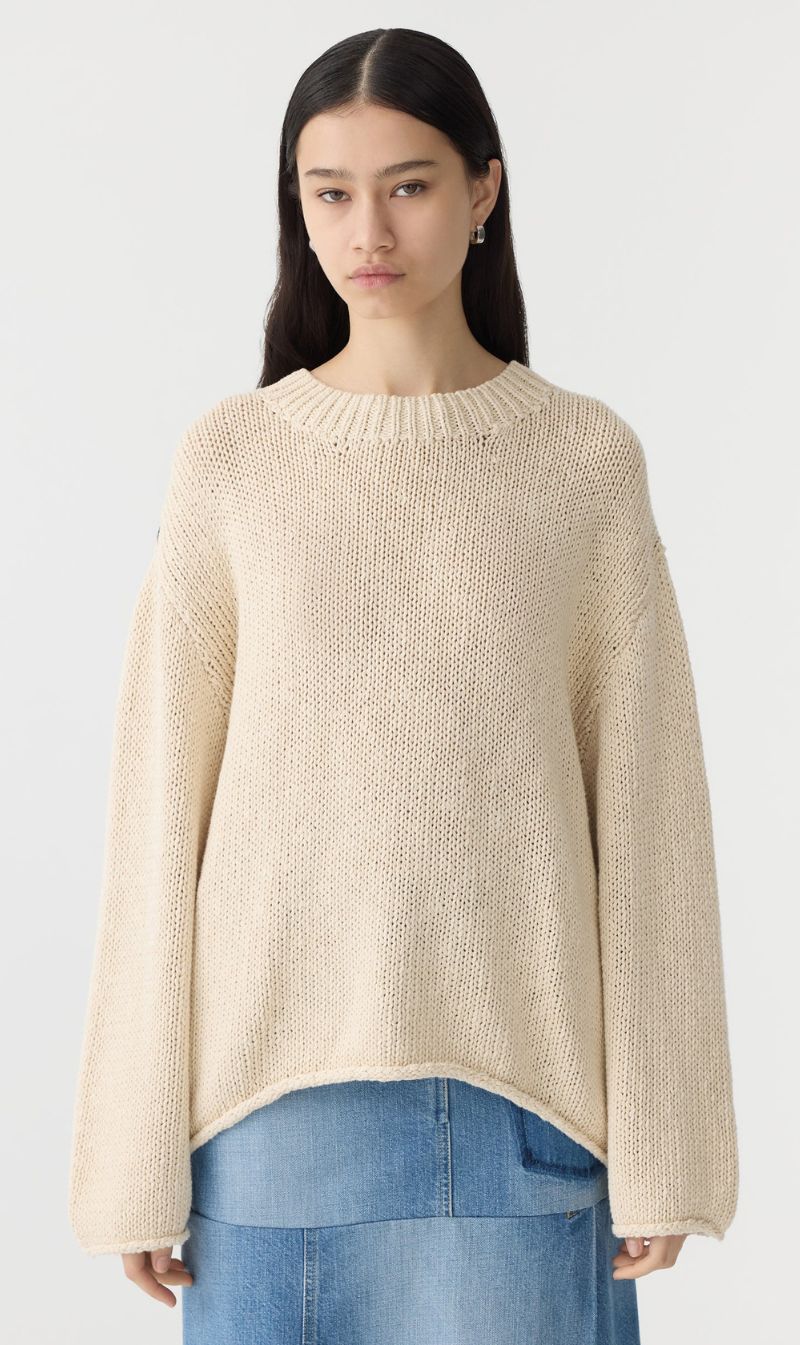 Bassike | Textured Cotton Linen Knit - Natural