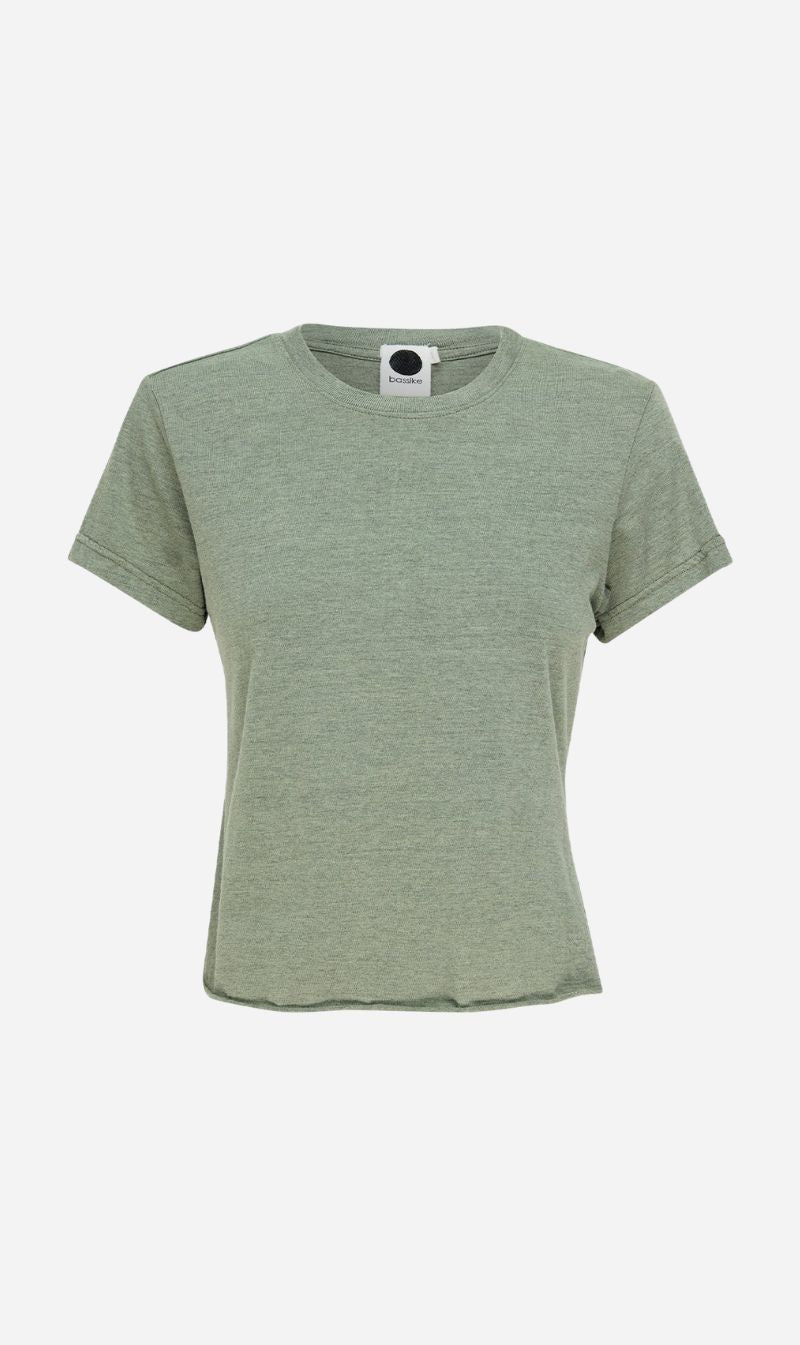 Bassike | Raw Edge Baby T.Shirt - Sage Marl