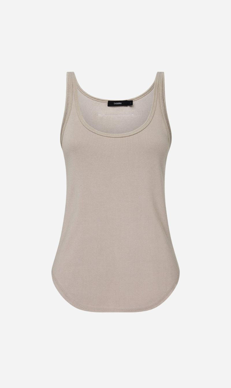 Bassike | Slim Scoop Rib Tank - Dune