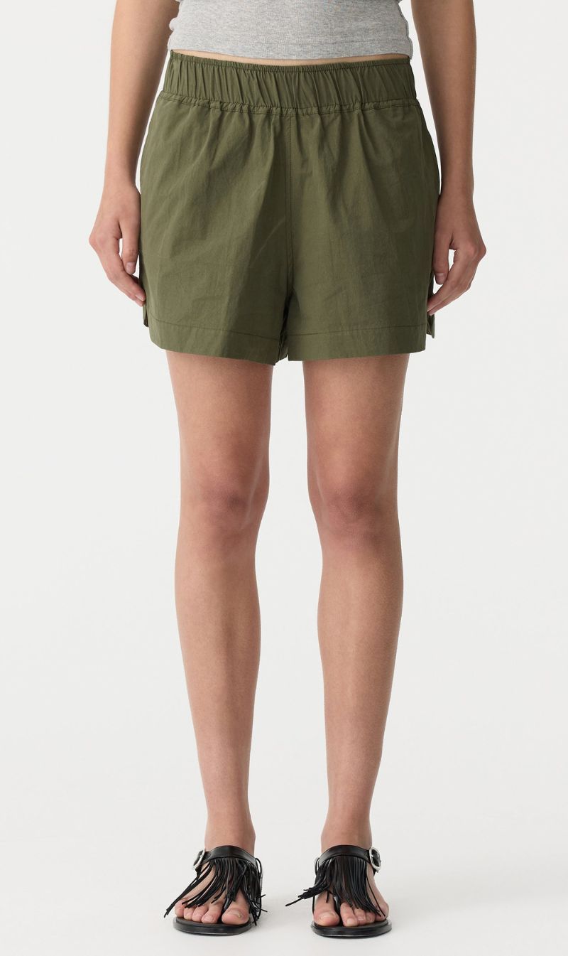 Bassike | Crushed Cotton Tennis Short - Khaki