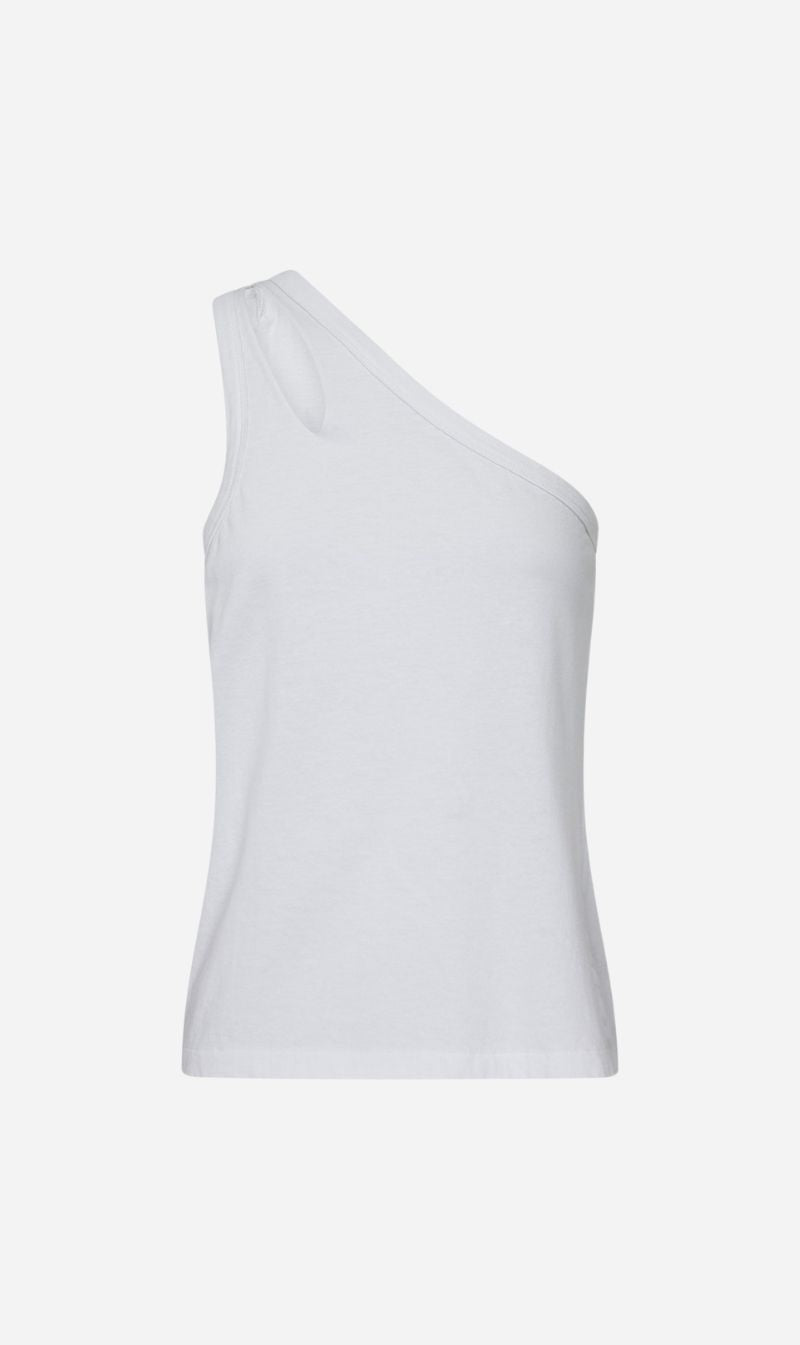 Bassike | Spliced One Shoulder Tank - White