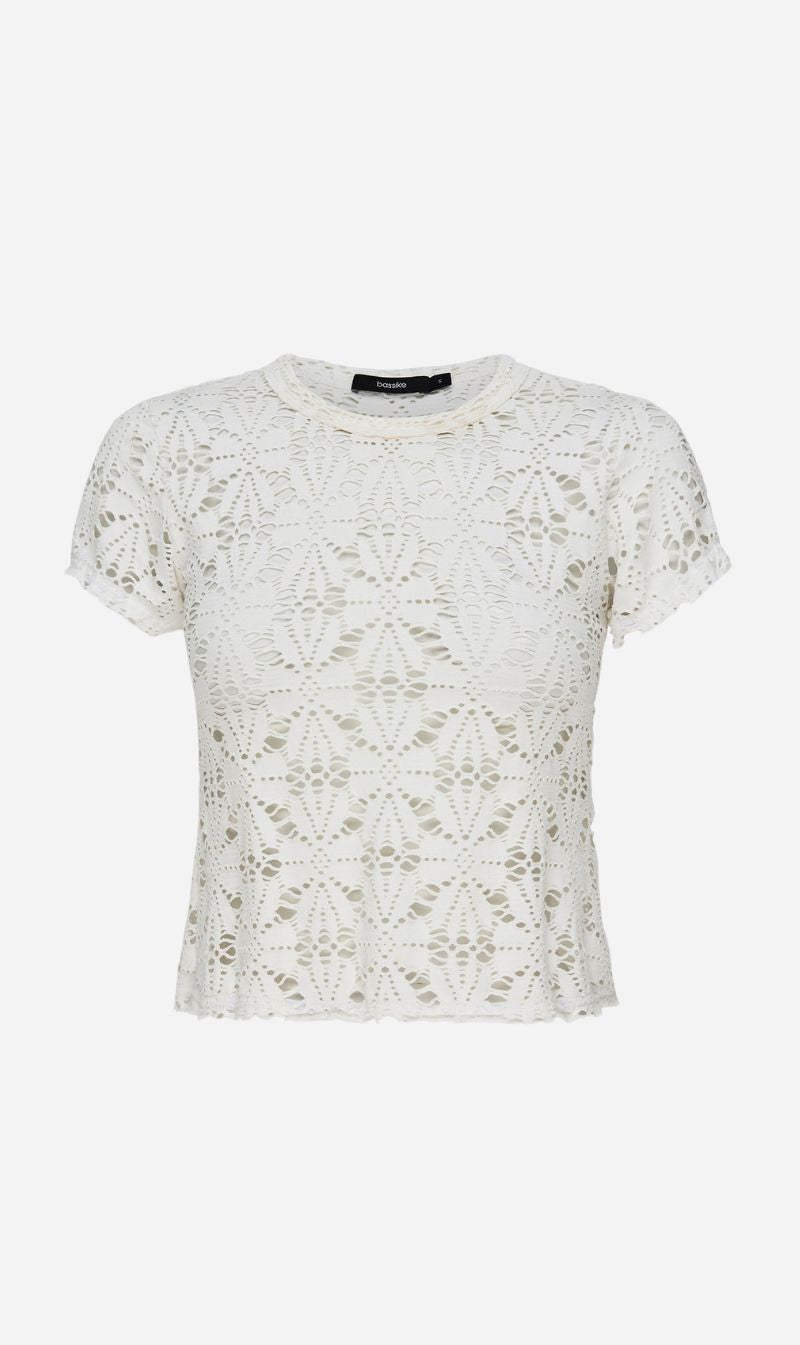 Bassike | Raw Edge Lace Baby T.Shirt - White