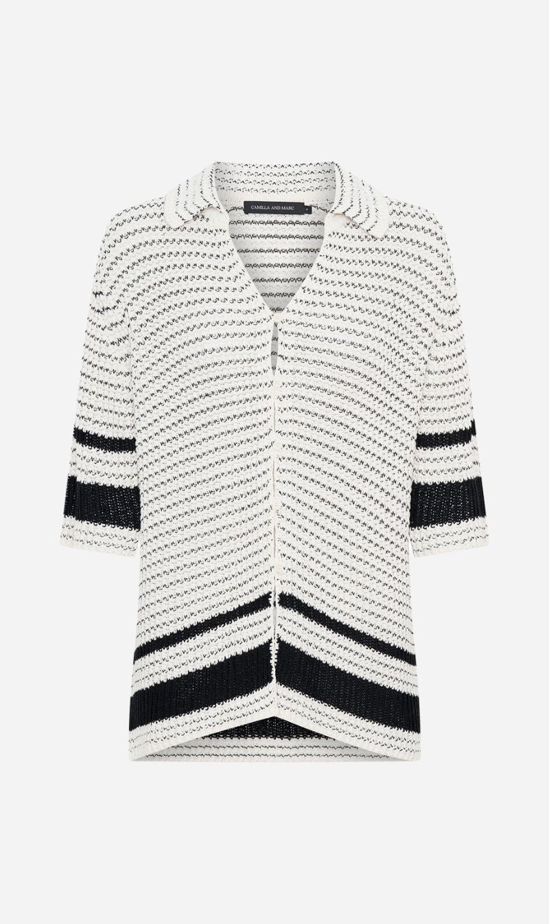 Camilla and Marc | Reef Knit Boyfriend Shirt - Cream/Black