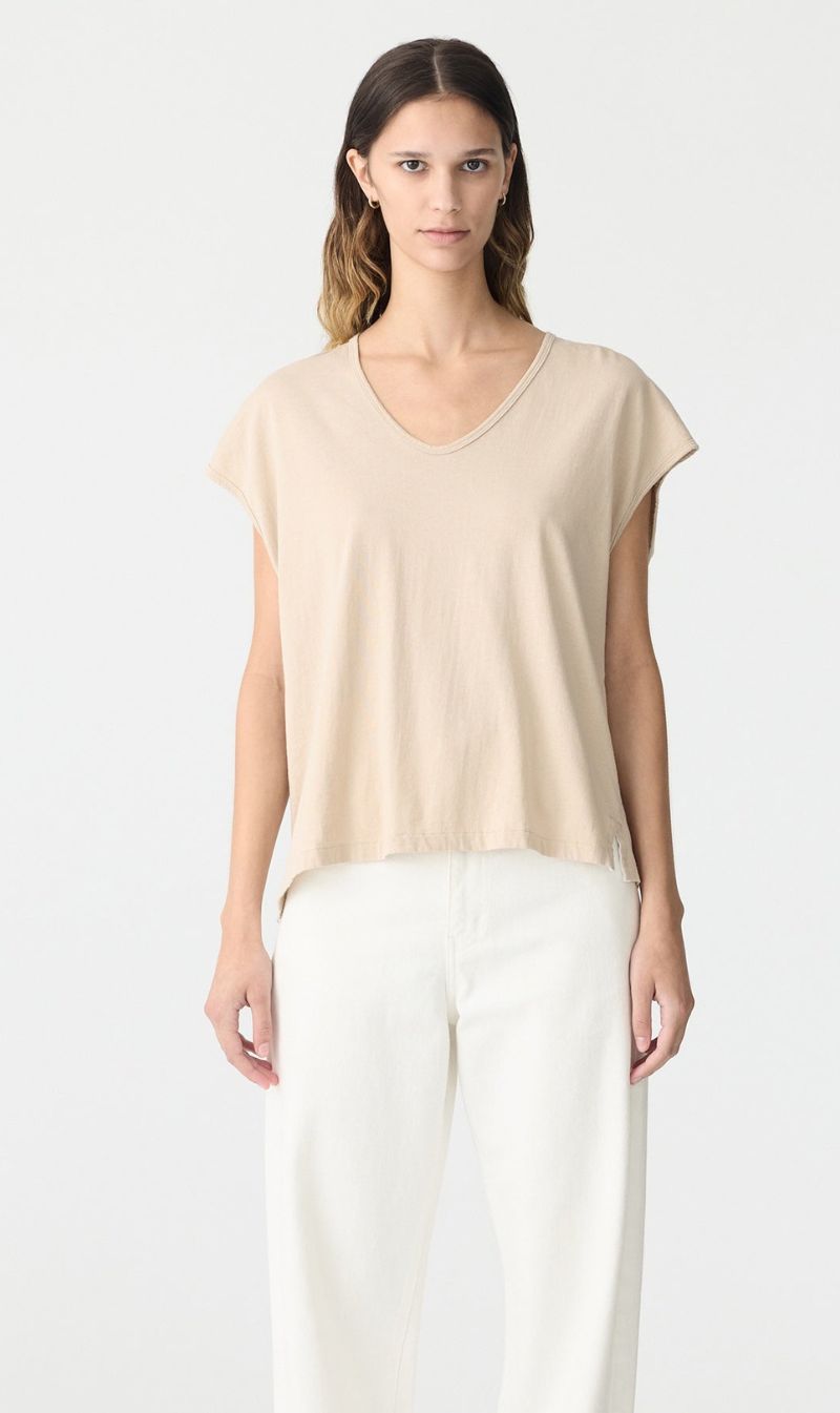 Bassike | Fine Bind Scoop Neck Tank - Dune