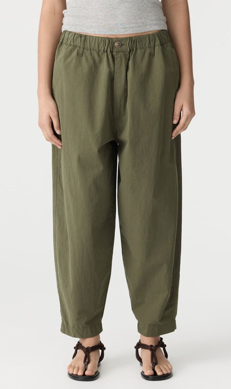 Bassike | Crushed Cotton Summer Pant - Khaki