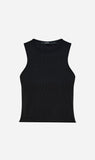 Bassike | Cropped Rib Athletic Tank - Black