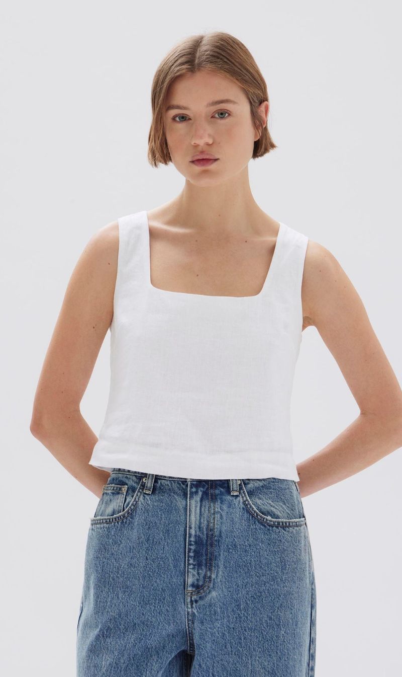 Assembly Label | Georgina Linen Top - White