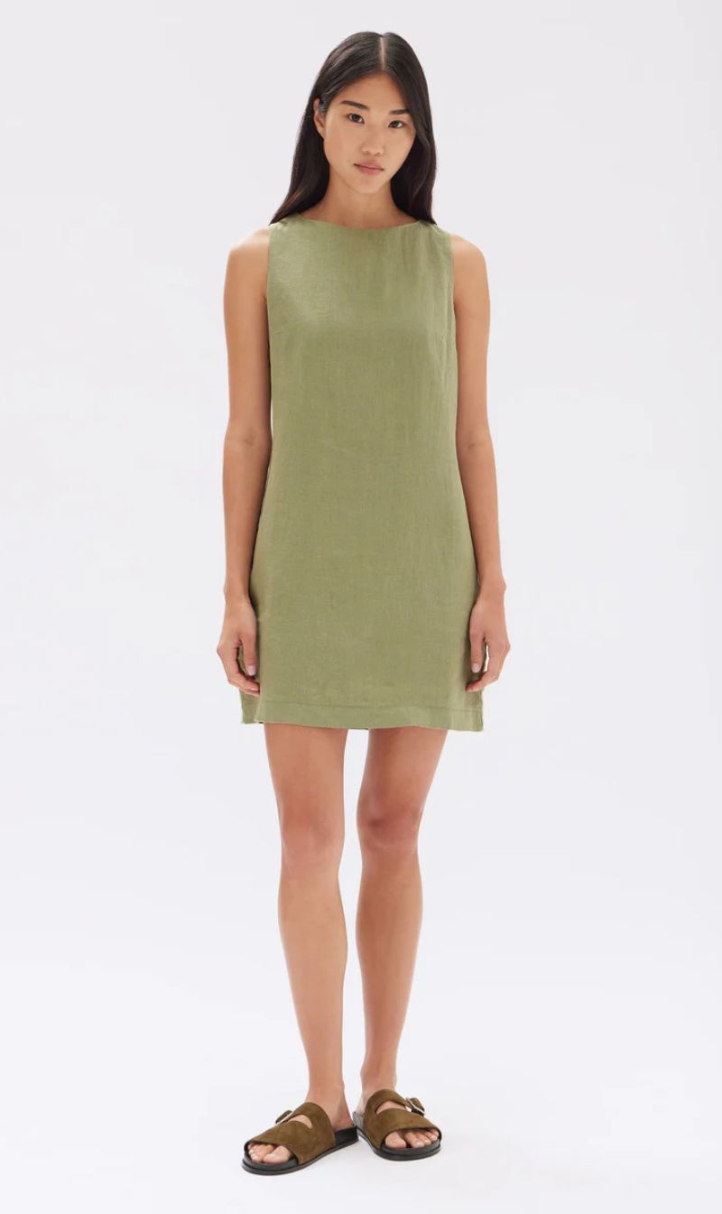 Assembly Label | Nadine Linen Mini Dress - Pandan