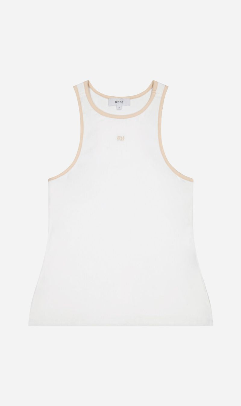 Rebe | Cotton Vest - White/Taupe