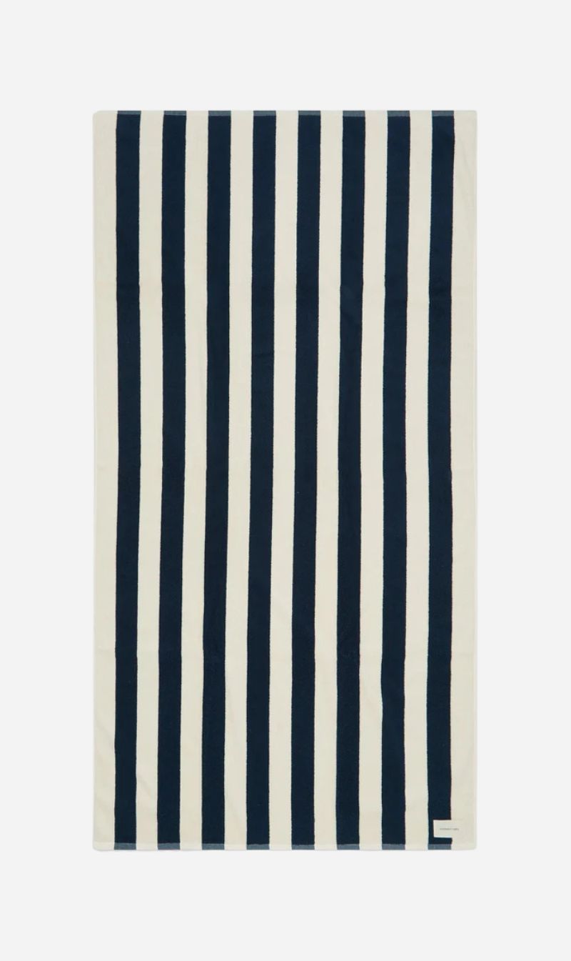 Assembly Label | Cotton Stripe Beach Towel - True Navy/Cream