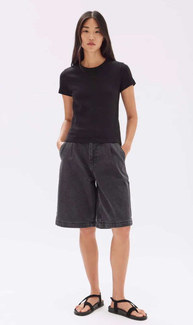 Assembly Label | Slack Pleat Denim Short - Vintage Black