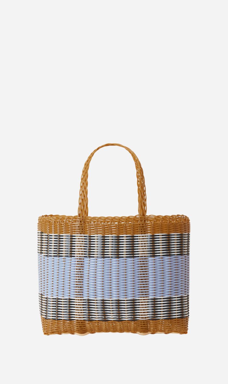 Palorosa | Small Mercado Tote - Tobacco / Blue Lilac