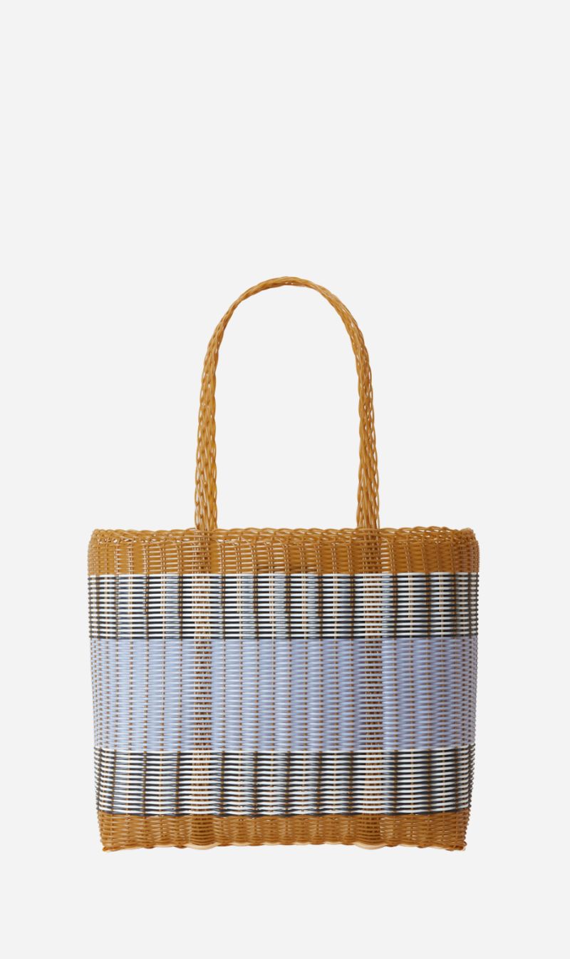 Palorosa | Medium Mercado Tote - Tobacco / Blue Lilac