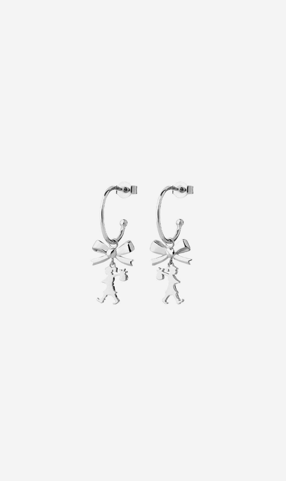 Karen Walker | Mini Girl With A Bow Hoops - Silver